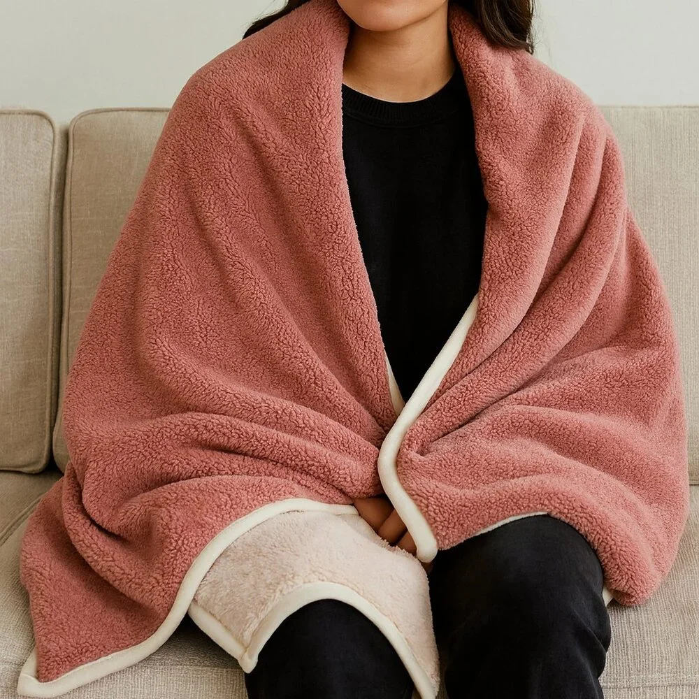 FRYE Reversible Plush Sherpa Throw Blanket 50in x 60in NWT Rose
